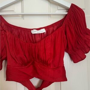 American Threads Red Crop Top